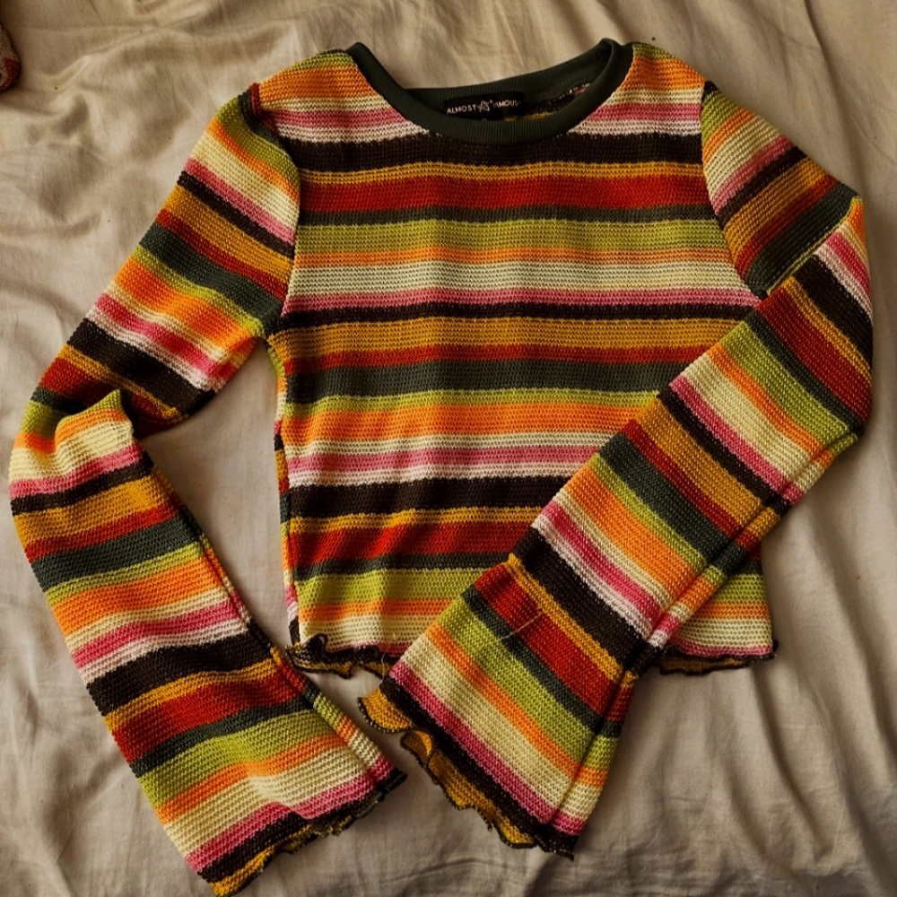 Almost Famous stripey top with flared sleeves